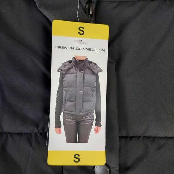 French Connection Puffer Vest Small Hooded Outerwear, Insulated Quilted - Picture 5 of 8